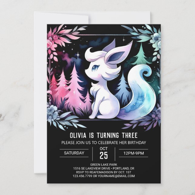 Invitación Jungle Happy Wolf Birthday (Anverso)