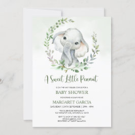 Invitación Jungle Little Peanut Greenery Elephant Baby Shower