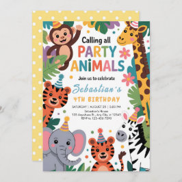Invitación Jungle Party Animals Birthday