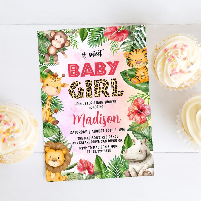 Invitación Jungle Safari A Sweet Baby Girl Baby Shower (Subido por el creador)
