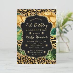Invitación Jungle Safari Ágata Leopardo y Cumpleaños con Acen