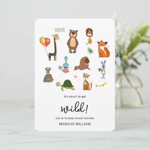 Invitación Jungle Safari Animal Rústico Baby Shower de Fauna 