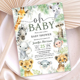 Invitación Jungle Safari Animales Baby Shower Oh Baby 