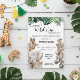 Invitación Jungle Safari Animales bebé africanos Fiera Uno 