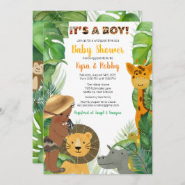 Invitación Jungle Safari Animals Baby Boy Shower