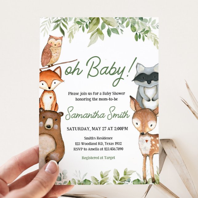 Invitación Jungle Safari Animals Baby Shower (Safari Jungle Animals Baby Shower Invitation)