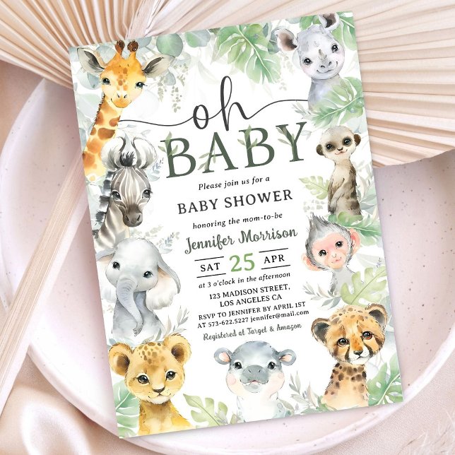 Invitación Jungle  Safari Animals Baby Shower Oh Baby  (Subido por el creador)