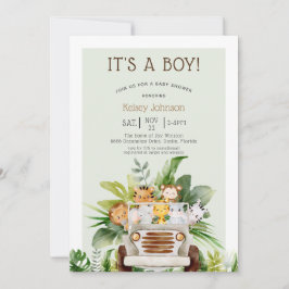 Invitación Jungle Safari Animals Boy Baby Shower