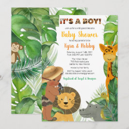 Invitación Jungle Safari Animals Boy Baby Shower