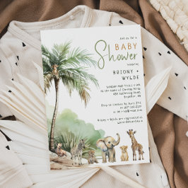 Invitación Jungle Safari Animals Parejas Baby Shower