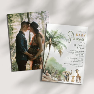 Invitación Jungle Safari Animals Parejas Foto de Baby Shower
