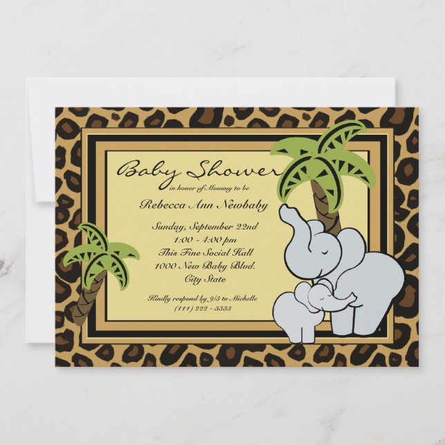 Invitación Jungle Safari Baby Shower (Anverso)