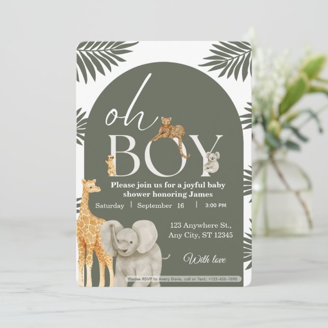 Invitación Jungle Safari Baby Shower Invitation (Anverso de pie)