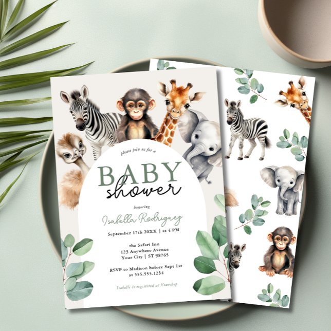 Invitación Jungle Safari Boy Baby Shower (Jungle Safari Boy Baby Shower Invitation)