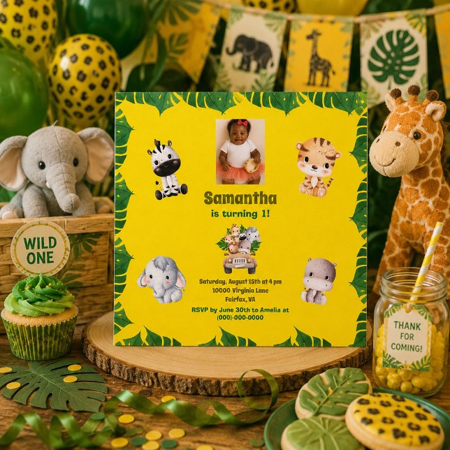 Invitación Jungle Safari Cumpleaños 1er Cumpleaños Tema de An (Subido por el creador)