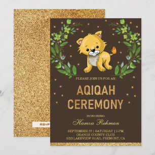 Invitación Jungle Safari Cute Baby Lion Aqiqah
