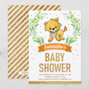 Invitación Jungle Safari Cute Lion Baby Shower