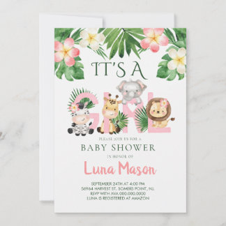 Invitación Jungle Safari Es Una Niña Fiesta de Cumpleaños