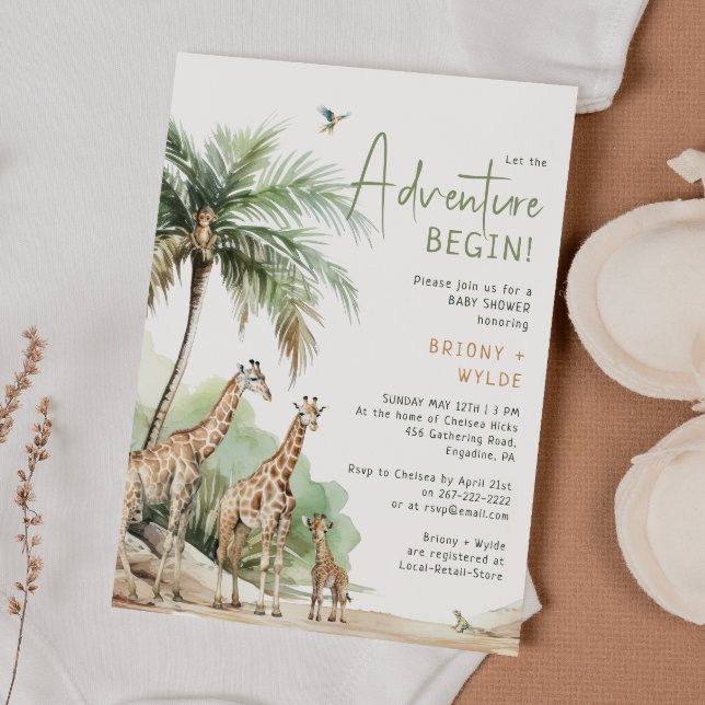 Invitación Jungle Safari Giraffe Adventure Baby Shower (Subido por el creador)