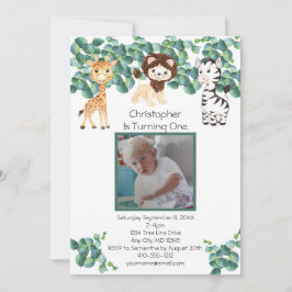 Invitación Jungle Safari Photo Boys 1er cumpleaños