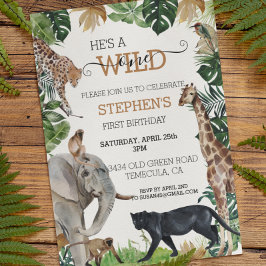 Invitación Jungle Safari Salvaje Cumpleaños Uno Pantera Negra