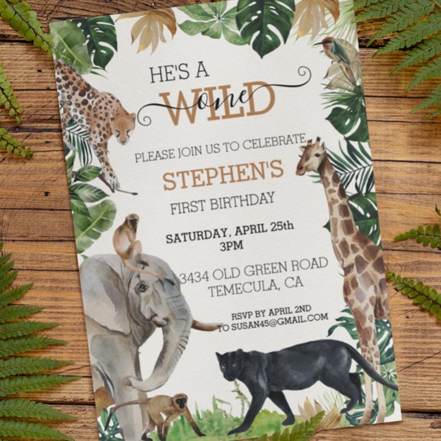Invitación Jungle Safari Salvaje Cumpleaños Uno Pantera Negra (Subido por el creador)