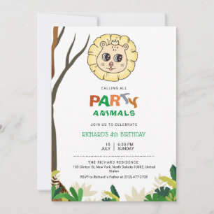 Invitación Jungle Safari Tema del León Niños Celebración del