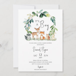 Invitación Jungle Safari Verde Baby Shower Niño