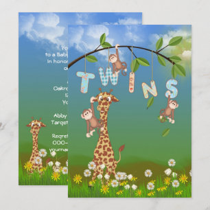 Invitación Jungle Twin Baby Shower