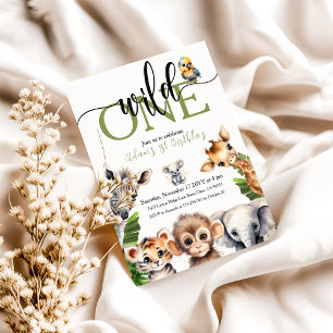 Invitación Jungle Wild One Safari Animal First Birday Party