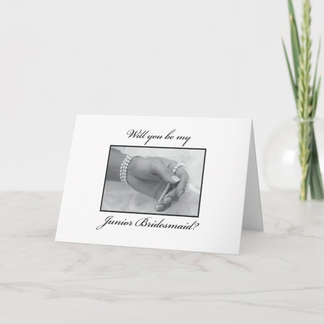 Invitación Junior Bridesmaid Request Black, White (Anverso)