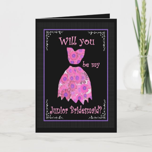 Invitación JUNIOR BRIDESMAID Wedting Pink Gown (Anverso)
