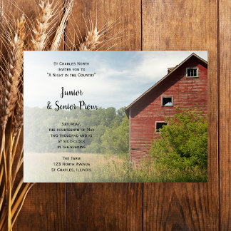 Invitación Junior/Senior Prom de Rústico Barn Rojo