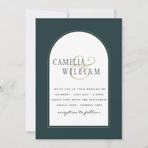 Invitación Juniper Green Gold Modern Wedding INVITE QR Code