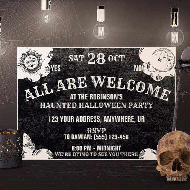 Invitación Junta de Espíritu Gótico Famoso Fiesta de Hallowee (Subido por el creador)