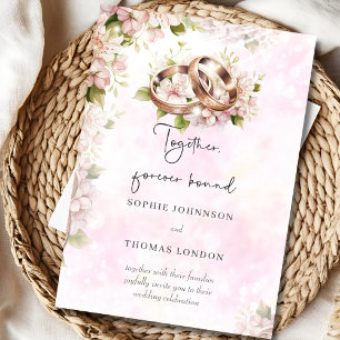 Invitación Juntas para siempre juntas anillos acuarelas boda