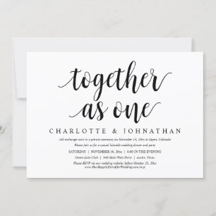 Invitación Juntos como uno, Boda Elopement Dinner Fiesta