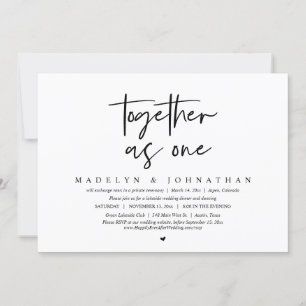Invitación Juntos como uno, Boda Elopement Fiesta