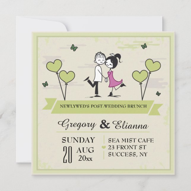 Invitación Juntos (Verde) Post Boda Brunch (Anverso)