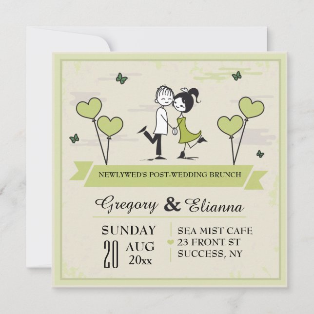 Invitación Juntos (Verde) Post Boda Brunch (Anverso)