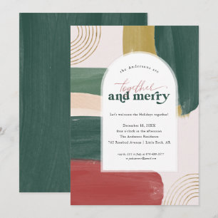 Invitación Juntos y merry   Fiesta de Navidades modernos