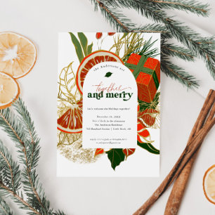 Invitación Juntos y merry   Fiesta de Navidades modernos