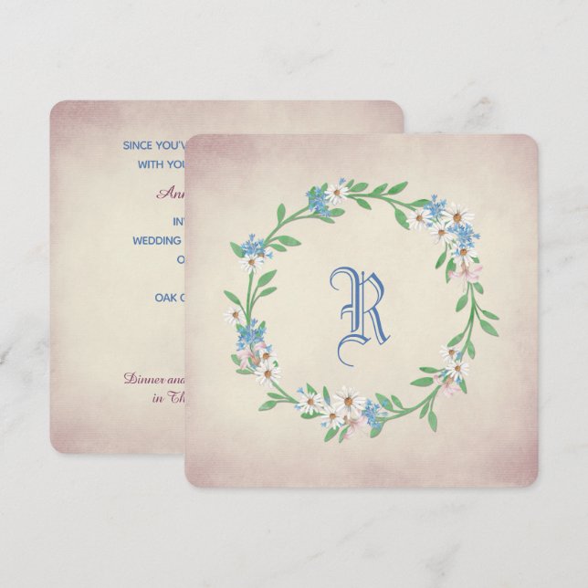 Invitación jurar renovación de la corona de acuarela con marg (Anverso / Reverso)