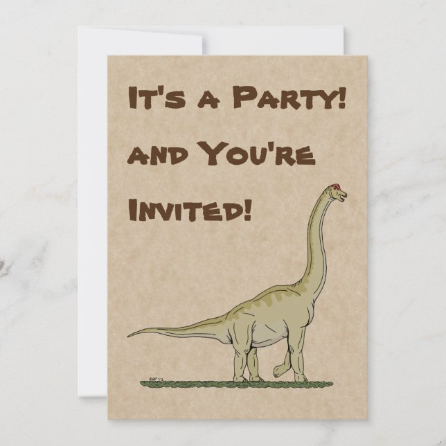 Invitación Jurásico Dinosaurio Brachiosauro (Anverso)