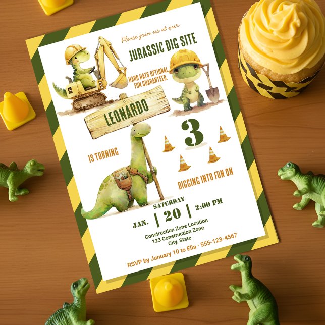 Invitación Jurassic Construction Zone Boy Birthday Party (Subido por el creador)