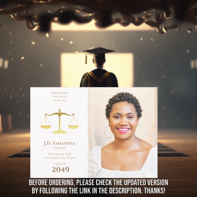 Invitación Juris Médica Facultad de Derecho Foto JD LLD Gradu (Juris Doctor Law School Photo JD LLD Graduation Announcement and Invitation Class of 2025 Graduate)