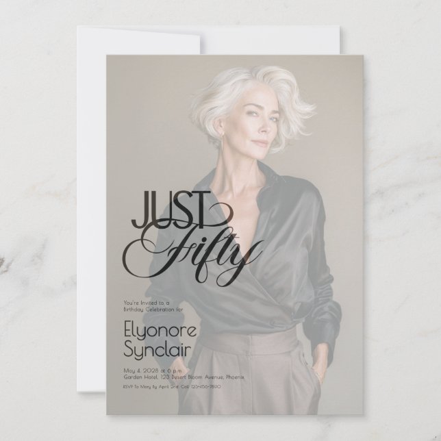 Invitación Just Fifty Photo 50th Birthday Party (Anverso)