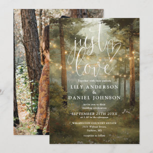 Invitación Just Love Boho Forest Luces de Cadena para Bodas F