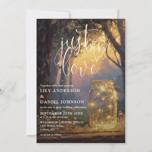 Invitación Just Love Bosque Encantado Frasco de Mason Boda