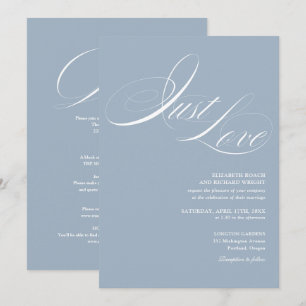 Invitación Just Love Chic Todo en Uno Boda Azul Polvoriento